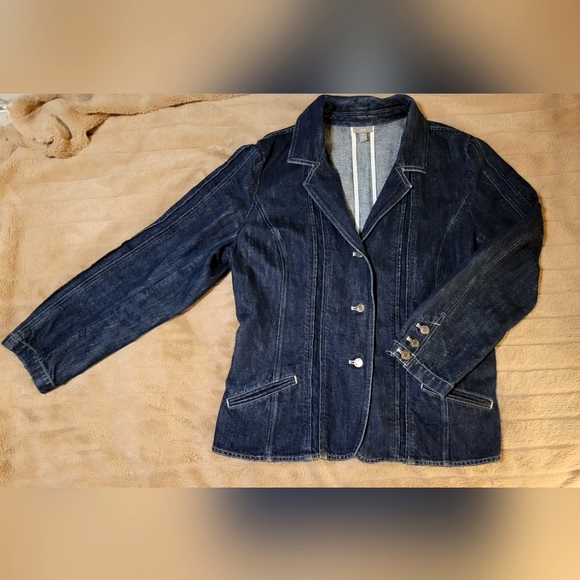 J. Jill 16T Peplum-Style Dark Denim Jacket - Picture 2 of 4